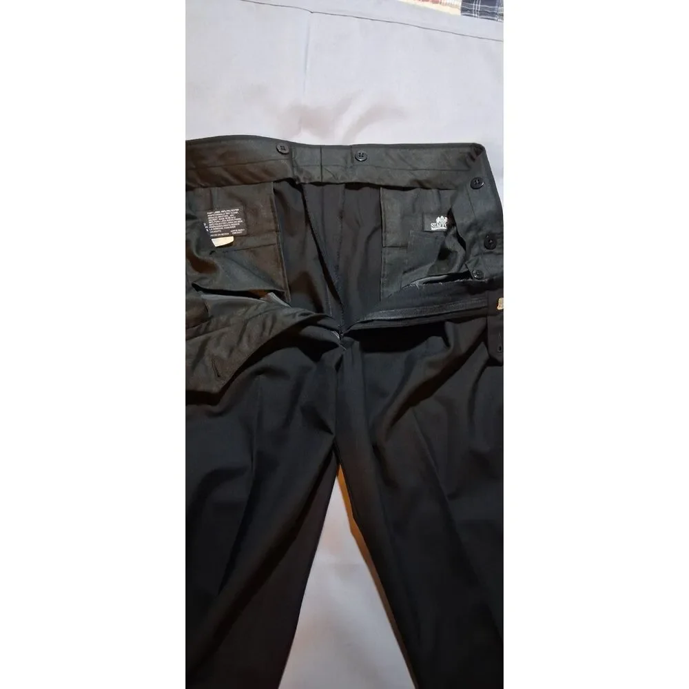 Stafford Mens Black Two-Piece Tuxedo Suit Set 42R Blazer 36x30 Pants Formal